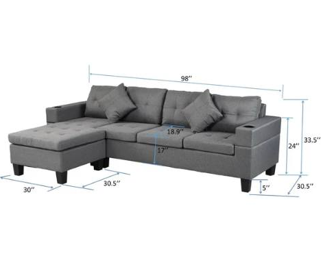 𝐒𝐞𝐜𝐭𝐢𝐨𝐧𝐚𝐥 𝐒𝐨𝐟𝐚 𝐒𝐞𝐭 𝐟𝐨𝐫 𝐋𝐢𝐯𝐢𝐧𝐠 𝐑𝐨𝐨𝐦 𝐰𝐢𝐭𝐡 𝐋 𝐒𝐡𝐚𝐩𝐞 𝐋𝐨𝐮𝐧𝐠𝐞, 𝐂𝐮𝐩 𝐇𝐨𝐥𝐝𝐞𝐫 𝐚𝐧𝐝 𝐋𝐞𝐟𝐭 𝐨𝐫 𝐑𝐢𝐠𝐡𝐭 𝐇𝐚𝐧𝐝 𝐂𝐡𝐚𝐢𝐬𝐞 𝐌𝐨𝐝𝐞𝐫𝐧 𝟒 𝐒𝐞𝐚𝐭-𝐆𝐫𝐚𝐲 𝐋𝐢𝐧𝐞𝐧 𝐅𝐚𝐛𝐫𝐢𝐜