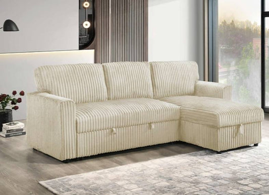 Corduroy  bed with book shelves and storage Reversible Left or Right Hand Chaise