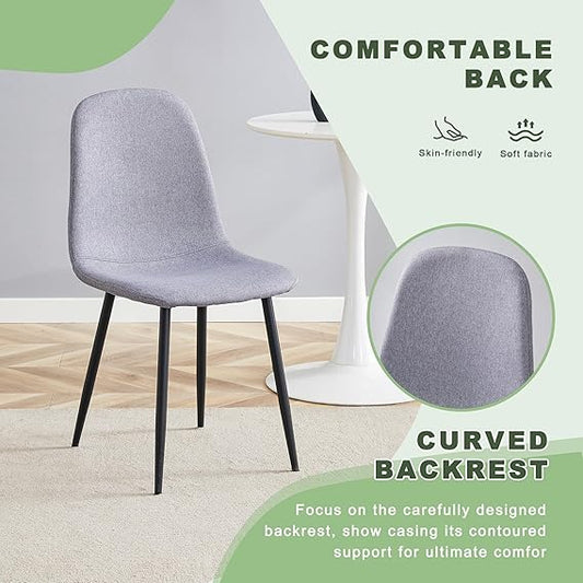 Transparent Tempered Glass Round Table with 4 Light Gray Dining Chairs,for Dining Room Kitchen Hall