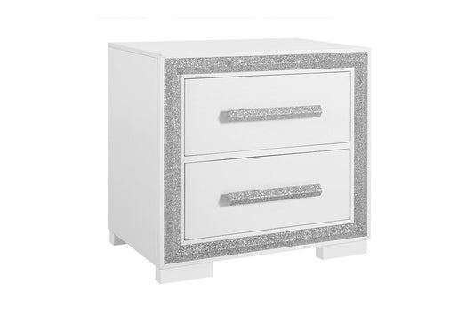 Andros-Silver Glamorous 2-Drawer Night Stand / Bedside Table