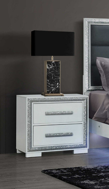 Andros-Silver Glamorous 2-Drawer Night Stand / Bedside Table
