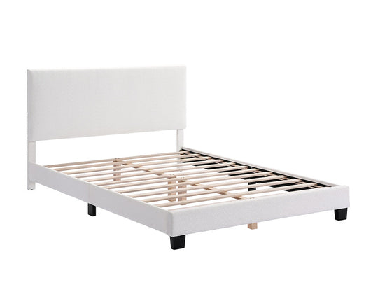 Modern Beige Bouclé Platform Bed (Double/Queen/King)