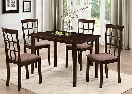 Espresso  Chair  Fabric Cushion with Espresso Legs set of 5