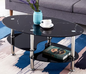 Black Marble Glass Coffee Table with Chrome Legs