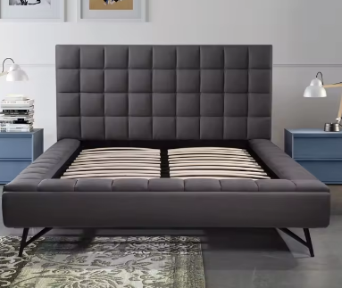 Modern Luxury Tufted Bed for Bedroom High Headboard King/Queen Size Up-Holstered Furniture