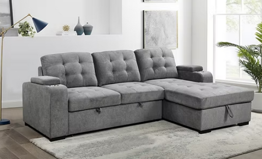 Right Hand Facing Chaise Large Lift-Up Storage Compartment Opens to a Bed 2x Storage Compartments