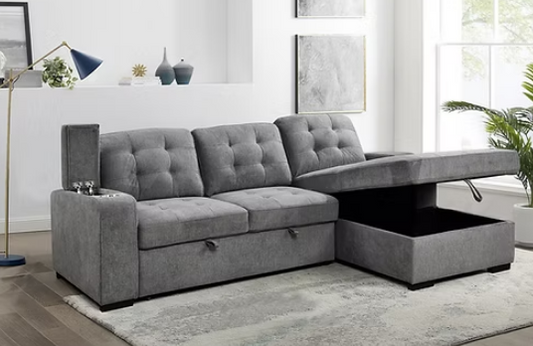 Right Hand Facing Chaise Large Lift-Up Storage Compartment Opens to a Bed 2x Storage Compartments