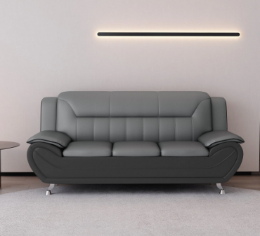 Black Leather Gel 3PC Sofa Set Contemporary Modern Living Room Furniture