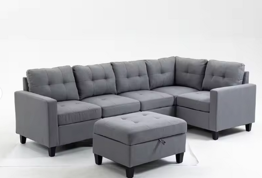 Sectional Sofas 7 Seater Fiber Large L Shape Luxury Sofa U Shaped with Removable Back and Seat Cushion
