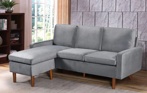 3 seater velvet sectional sofa with ottoman