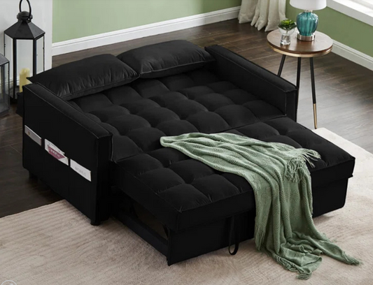 Madrid Velvet 2 Seater Pull-out Sofa Bed – a perfect fusion of practicality and comfort, designed to enhance your living space. Available in classic black and grey, this versatile sofa seamlessly combines modern aesthetics with functionality.