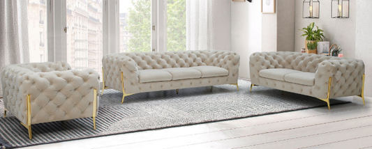 Vaness Taupe Luxury Sofa Set, an ultra modern set of furniture that adds sophistication and class to your living room.