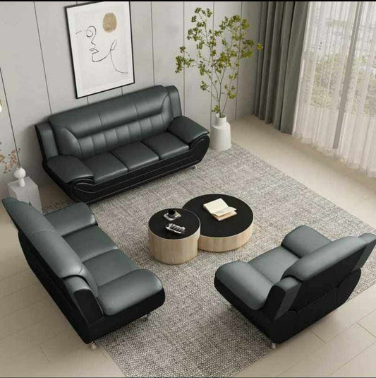 Black Leather Gel 3PC Sofa Set Contemporary Modern Living Room Furniture