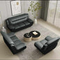 Black Leather Gel 3PC Sofa Set Contemporary Modern Living Room Furniture