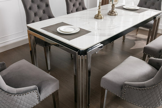 Dining Room Furniture High Quality Dining Table Set Modern Luxury Marble Dining Tables Stainless Steel Dinning Table